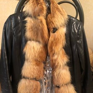 Leather Jacket With Fox fur